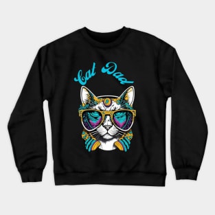 Cat Dad Black Cat Vintage Eighties Style Cat Retro Crewneck Sweatshirt